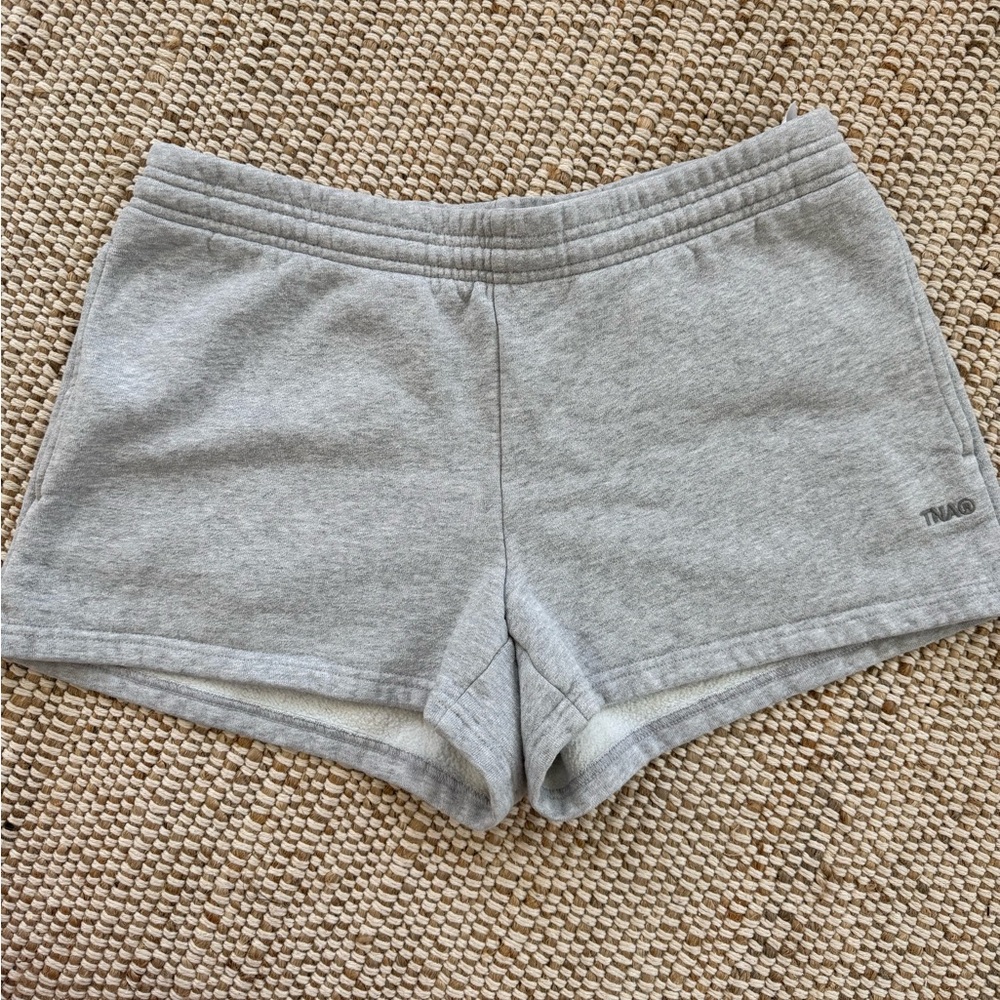 TNA Fleece Boyfriend Fit Lounge Shorts in Navy and Heather Gray Bundle - Picture 5 of 8